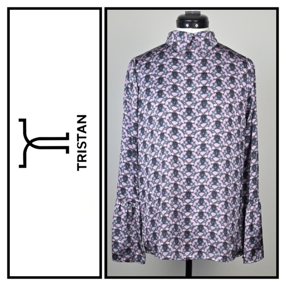 Tristan Floral Print Blouse with Bell Sleeves & Pearl Back Buttons – Size P/S - Picture 1 of 11